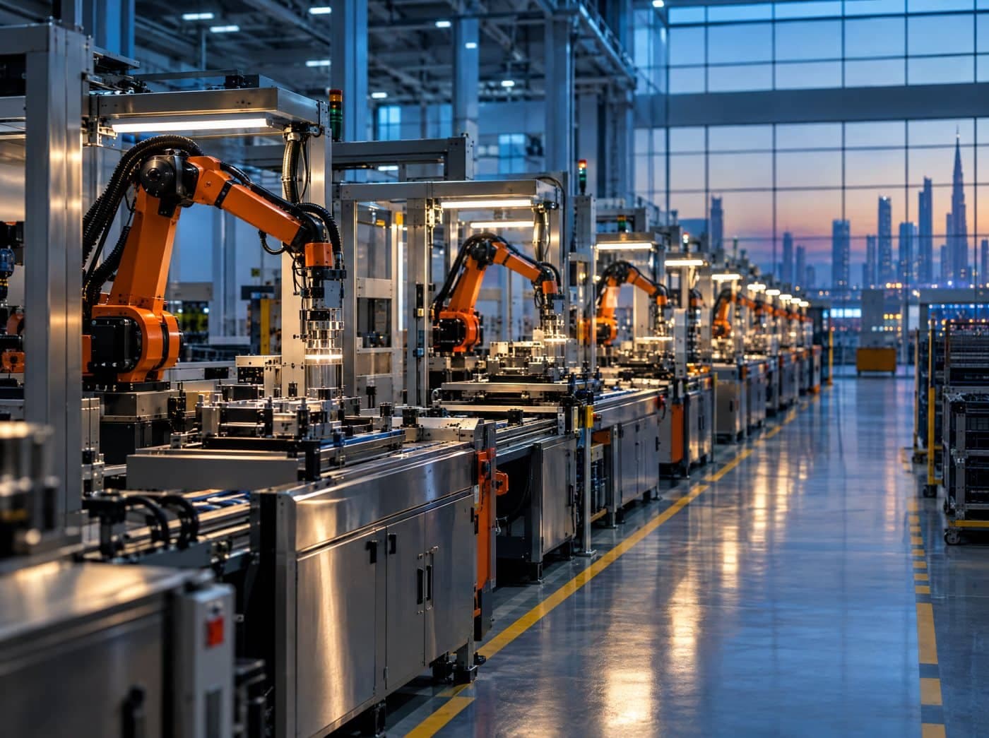 Automated production line in a modern factory